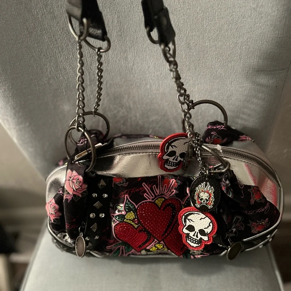 Ed Hardy Skull Heart Shoulder Bag Price is FIRM  NWT  14x7